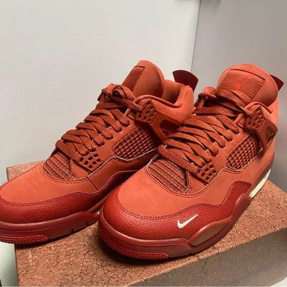 Nike Red Air Jordan 4 Sneakers - Picture 3 of 5